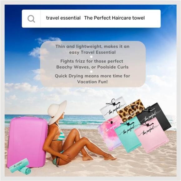 Microfiber Hair Towel Wrap for Women - Gift and Travel - Smooth like Silk - Picture 5 of 7